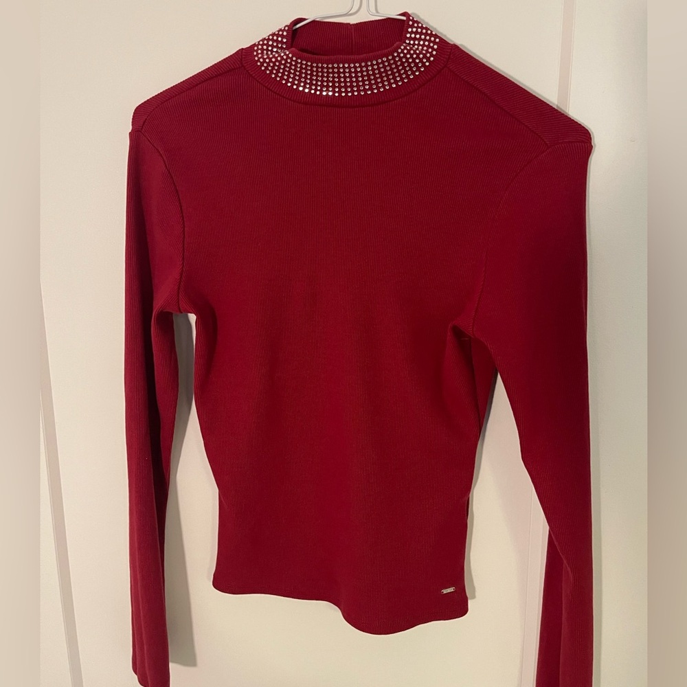 Guess Turtleneck Sweater with Crystal Embellihsments